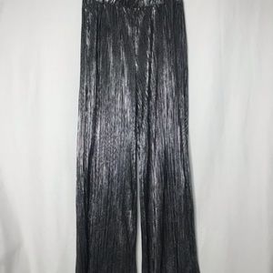 Silver Metallic High Waist Wide Leg Flowy Pants - Holiday cool!  BeBop Large L